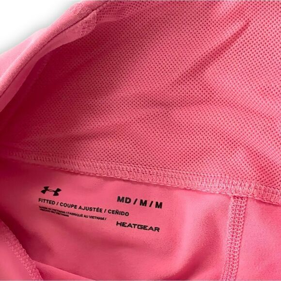 Under Armor UA HeatGear Reflect Hi-Rise Fitted Capris Pink White Graphic - Picture 12 of 14